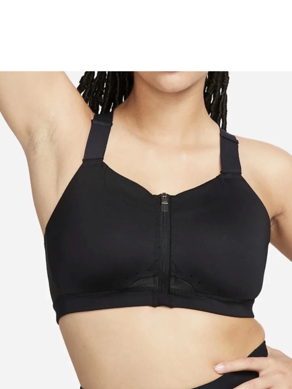Nike Black Front-Zip High Support Sports Bra - Picture 2 of 8